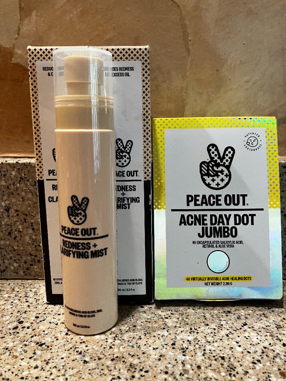 Peace Out Set of 3 Calm Redness & Clarifying Sprays & Acne Jumbo Dots! NEW